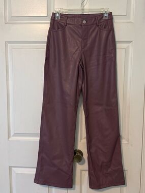 Faux Leather Wide-Leg Pants in Plum XS by Garage